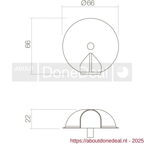 Intersteel Essentials 4421 deurstop bol diameter 67x24 mm met nokken vloermontage RVS 0035.442100 - Afbeelding . 2