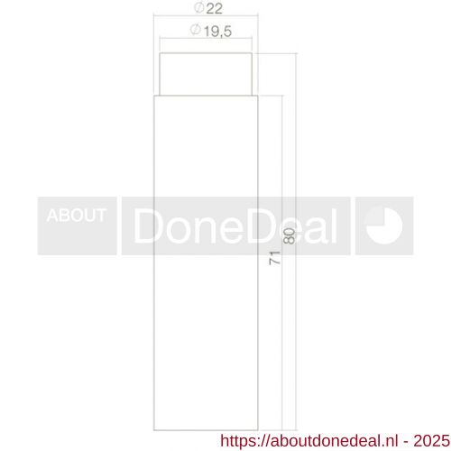 Intersteel Essentials 4421 deurstop diameter 22x80 mm wandmontage RVS 0035.442140 - Afbeelding . 2