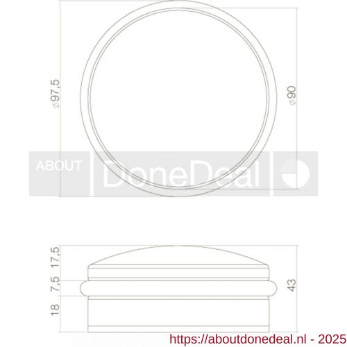 Intersteel Essentials 4421 deurstop Rondo diameter 100x50mm aanslag hoogte 31 mm RVS 0035.442170 - Afbeelding . 2