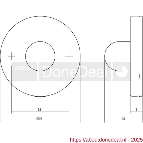 Deurstopper wandmontage 53x8 mm RVS geborsteld - Afbeelding . 2