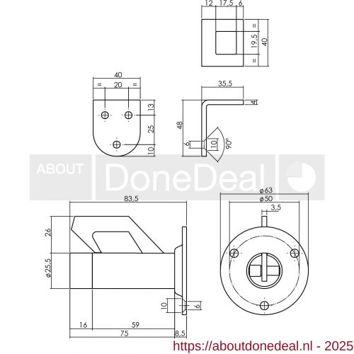 Deurvastzetter wandmontage RVS geborsteld - Afbeelding . 2