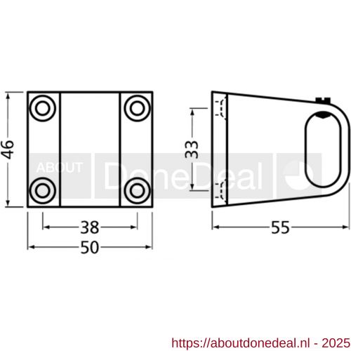 Hermeta 1032 garderobebuis steun midden Gardelux 1 type 1 zwart 1032-18 - Afbeelding . 2
