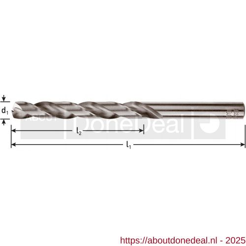 Rotec 105 HSS-G spiraalboor DIN 338 type N blank diameter 3,2x36x65 mm set 10 stuks 105.0320 - Afbeelding . 2