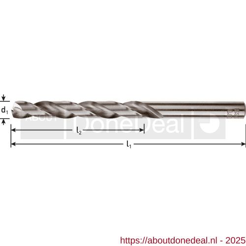 Rotec 105 HSS-G spiraalboor DIN 338 type N blank diameter 1,5x18x40 mm set 2 stuks 105.0150E - Afbeelding . 2