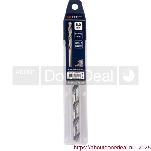 Rotec 105 HSS-G spiraalboor DIN 338 type N blank diameter 1,5x18x40 mm set 2 stuks 105.0150E - Afbeelding . 3